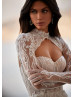 Beaded Ivory Lace Tulle Wedding Dress With Detachable Jacket